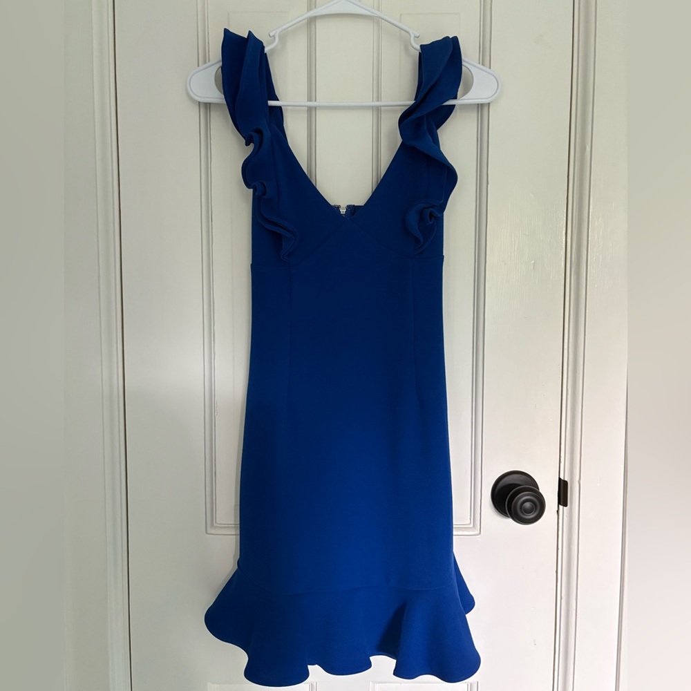 Hello Molly Royal Blue Ruffle V-Neck Dress